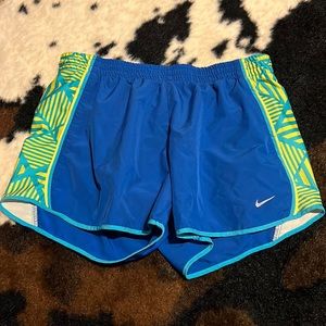 Nike dri fit shorts blue and yellow medium